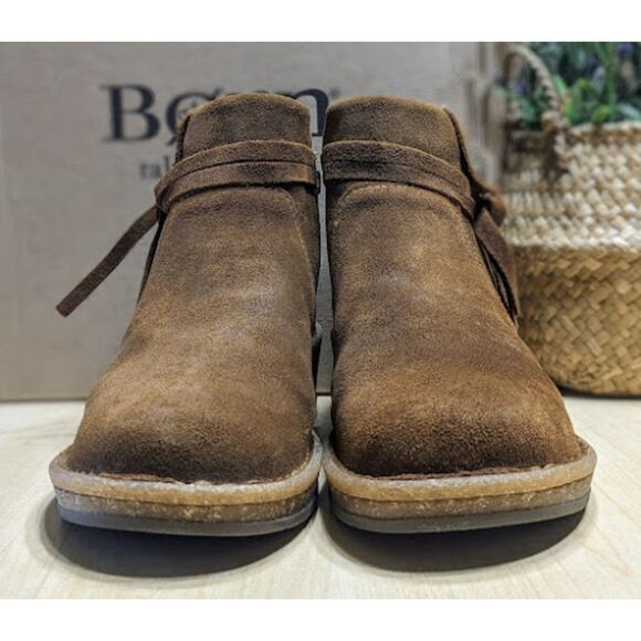 Born Vaughn Ginger Brown Distressed Suede Leather Boots Women's 8.5 NIB - Picture 6 of 13